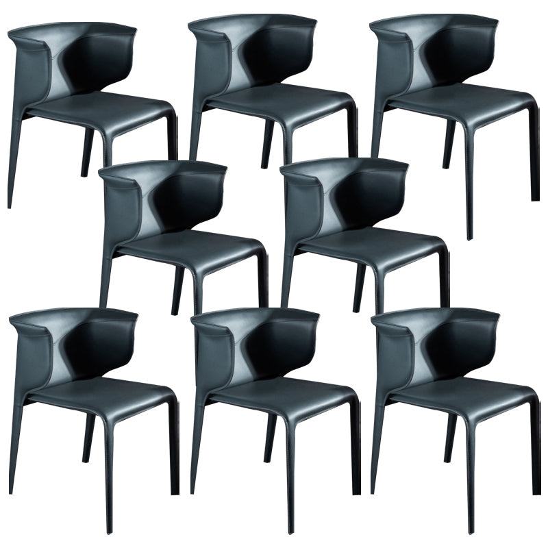 Faux Leather Dining Chair Modern Upholstered Chair with Metal Legs Dark Gray 8 Piece Set Clearhalo 'Dining Chairs' 'Dining Tables & Seating' 'dining_chair' 'furn' 'furn_dining_chair' 'Furniture' 'Kitchen & Dining Furniture' 5877144