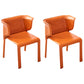 Faux Leather Dining Chair Modern Upholstered Chair with Metal Legs Orange 2 Piece Set Clearhalo 'Dining Chairs' 'Dining Tables & Seating' 'dining_chair' 'furn' 'furn_dining_chair' 'Furniture' 'Kitchen & Dining Furniture' 5877145