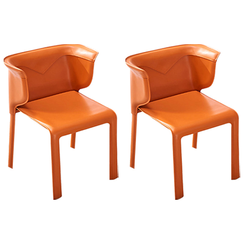Faux Leather Dining Chair Modern Upholstered Chair with Metal Legs Orange 2 Piece Set Clearhalo 'Dining Chairs' 'Dining Tables & Seating' 'dining_chair' 'furn' 'furn_dining_chair' 'Furniture' 'Kitchen & Dining Furniture' 5877145