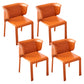 Faux Leather Dining Chair Modern Upholstered Chair with Metal Legs Orange 4 Piece Set Clearhalo 'Dining Chairs' 'Dining Tables & Seating' 'dining_chair' 'furn' 'furn_dining_chair' 'Furniture' 'Kitchen & Dining Furniture' 5877148