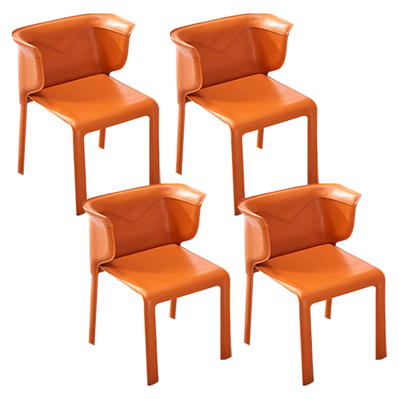 Faux Leather Dining Chair Modern Upholstered Chair with Metal Legs Orange 4 Piece Set Clearhalo 'Dining Chairs' 'Dining Tables & Seating' 'dining_chair' 'furn' 'furn_dining_chair' 'Furniture' 'Kitchen & Dining Furniture' 5877148