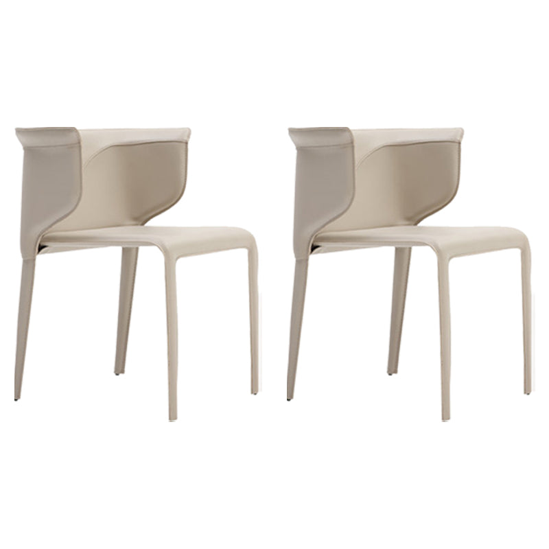 Faux Leather Dining Chair Modern Upholstered Chair with Metal Legs Off-White 2 Piece Set Clearhalo 'Dining Chairs' 'Dining Tables & Seating' 'dining_chair' 'furn' 'furn_dining_chair' 'Furniture' 'Kitchen & Dining Furniture' 5877153