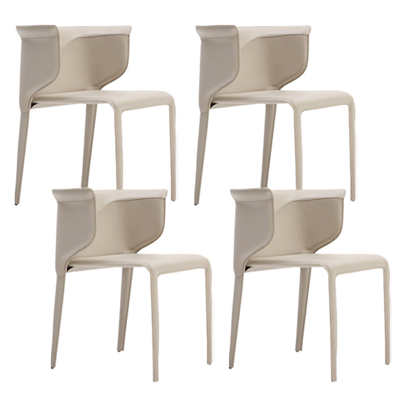 Faux Leather Dining Chair Modern Upholstered Chair with Metal Legs Off-White 4 Piece Set Clearhalo 'Dining Chairs' 'Dining Tables & Seating' 'dining_chair' 'furn' 'furn_dining_chair' 'Furniture' 'Kitchen & Dining Furniture' 5877155