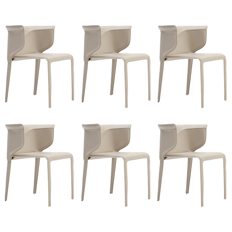 Faux Leather Dining Chair Modern Upholstered Chair with Metal Legs Off-White 6 Piece Set Clearhalo 'Dining Chairs' 'Dining Tables & Seating' 'dining_chair' 'furn' 'furn_dining_chair' 'Furniture' 'Kitchen & Dining Furniture' 5877156
