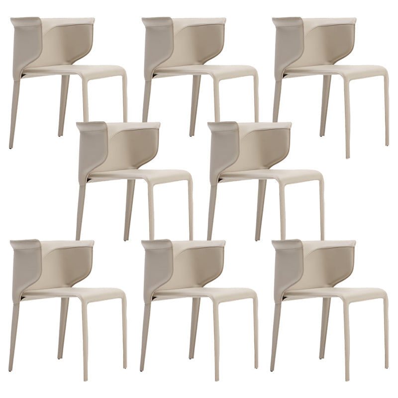 Faux Leather Dining Chair Modern Upholstered Chair with Metal Legs Off-White 8 Piece Set Clearhalo 'Dining Chairs' 'Dining Tables & Seating' 'dining_chair' 'furn' 'furn_dining_chair' 'Furniture' 'Kitchen & Dining Furniture' 5877157