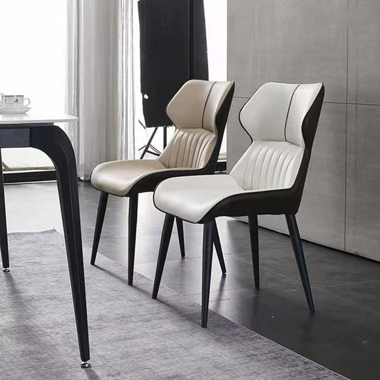 Contemporary Wingback Dining Chair PU Leather Armless Chair with Metal Legs Clearhalo 'Dining Chairs' 'Dining Tables & Seating' 'dining_chair' 'furn' 'furn_dining_chair' 'Furniture' 'Kitchen & Dining Furniture' 5877159