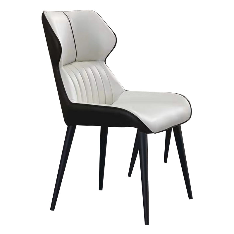 Contemporary Wingback Dining Chair PU Leather Armless Chair with Metal Legs White 1 Piece Clearhalo 'Dining Chairs' 'Dining Tables & Seating' 'dining_chair' 'furn' 'furn_dining_chair' 'Furniture' 'Kitchen & Dining Furniture' 5877160