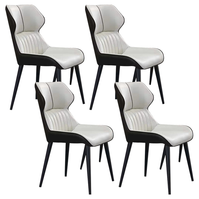 Contemporary Wingback Dining Chair PU Leather Armless Chair with Metal Legs White 4 Piece Set Clearhalo 'Dining Chairs' 'Dining Tables & Seating' 'dining_chair' 'furn' 'furn_dining_chair' 'Furniture' 'Kitchen & Dining Furniture' 5877163