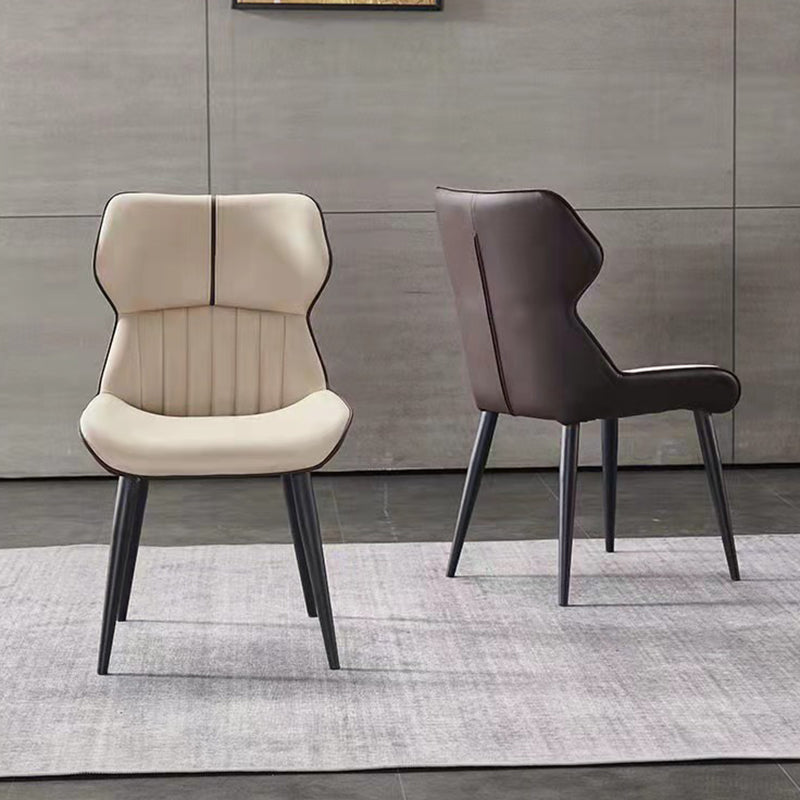 Contemporary Wingback Dining Chair PU Leather Armless Chair with Metal Legs Clearhalo 'Dining Chairs' 'Dining Tables & Seating' 'dining_chair' 'furn' 'furn_dining_chair' 'Furniture' 'Kitchen & Dining Furniture' 5877164