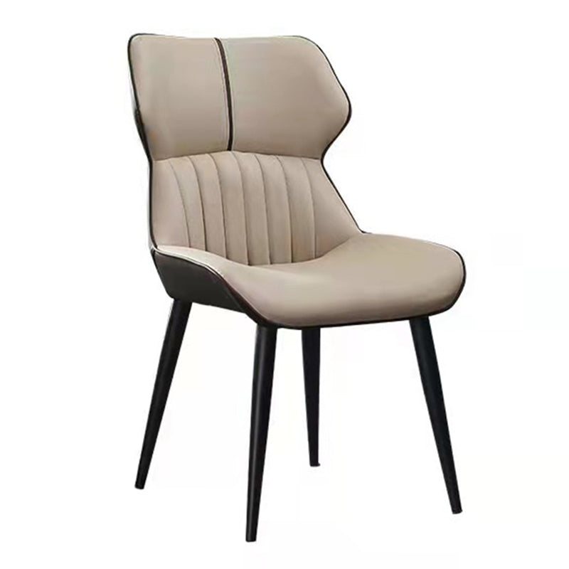 Contemporary Wingback Dining Chair PU Leather Armless Chair with Metal Legs Clearhalo 'Dining Chairs' 'Dining Tables & Seating' 'dining_chair' 'furn' 'furn_dining_chair' 'Furniture' 'Kitchen & Dining Furniture' 5877167