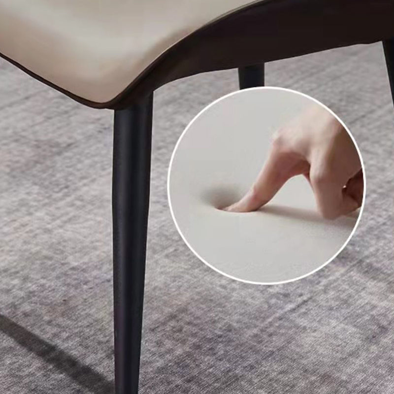 Contemporary Wingback Dining Chair PU Leather Armless Chair with Metal Legs Clearhalo 'Dining Chairs' 'Dining Tables & Seating' 'dining_chair' 'furn' 'furn_dining_chair' 'Furniture' 'Kitchen & Dining Furniture' 5877171