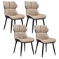 Contemporary Wingback Dining Chair PU Leather Armless Chair with Metal Legs Off-White 4 Piece Set Clearhalo 'Dining Chairs' 'Dining Tables & Seating' 'dining_chair' 'furn' 'furn_dining_chair' 'Furniture' 'Kitchen & Dining Furniture' 5877173