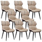 Contemporary Wingback Dining Chair PU Leather Armless Chair with Metal Legs Off-White 8 Piece Set Clearhalo 'Dining Chairs' 'Dining Tables & Seating' 'dining_chair' 'furn' 'furn_dining_chair' 'Furniture' 'Kitchen & Dining Furniture' 5877175