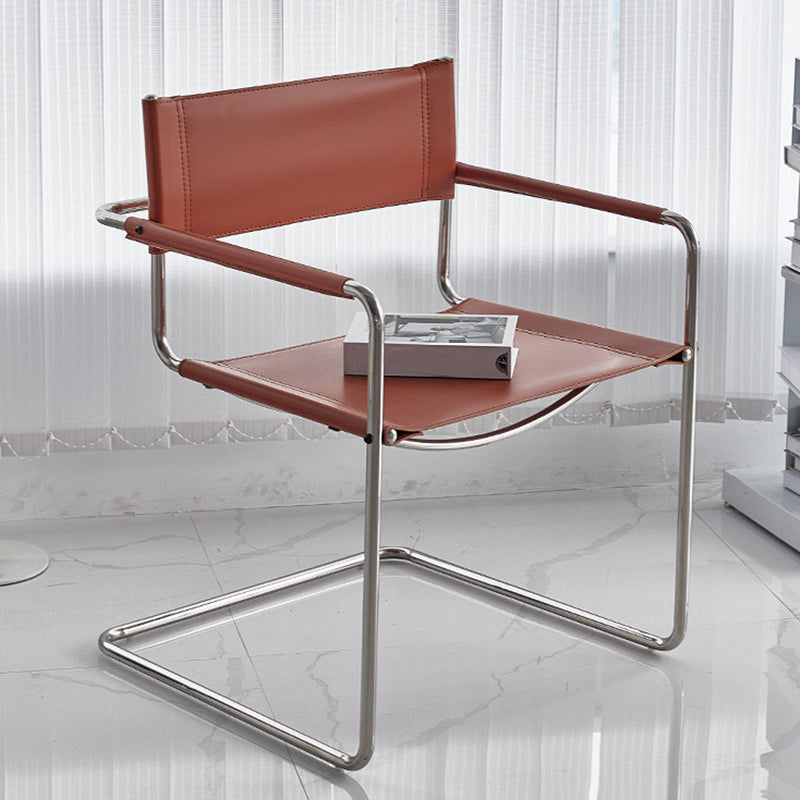 Contemporary Style Dining Arm Chair Metal Open Back Dining Chair