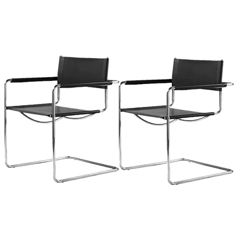 Contemporary Style Dining Arm Chair Metal Open Back Dining Chair