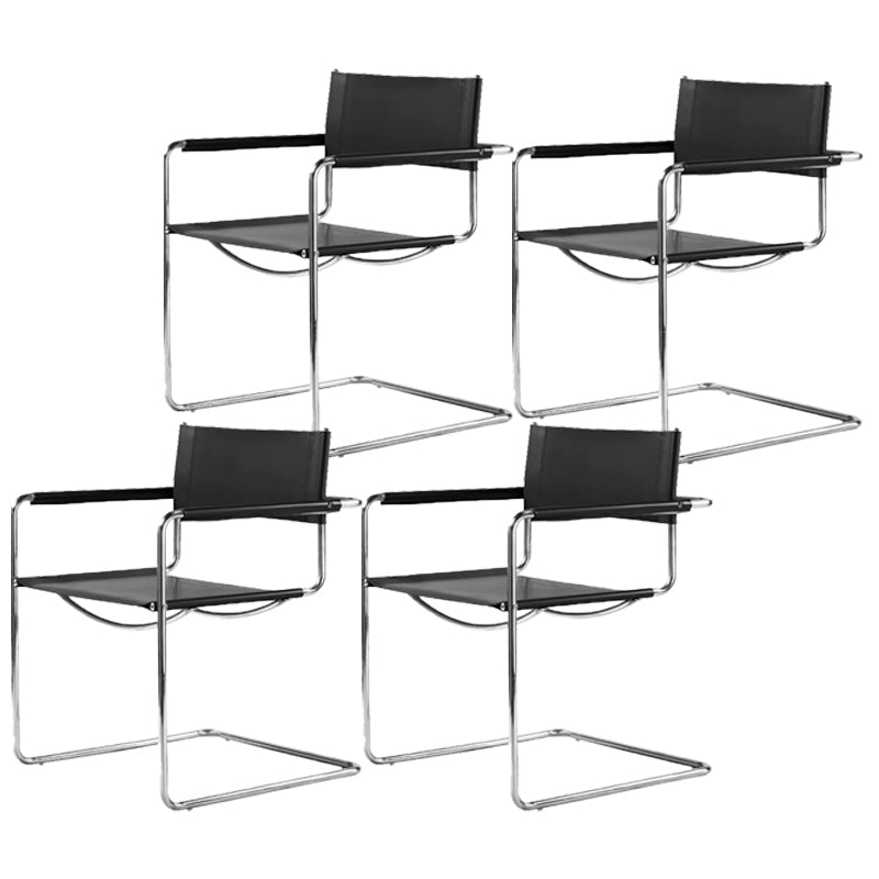 Contemporary Style Dining Arm Chair Metal Open Back Dining Chair