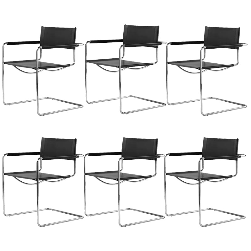 Contemporary Style Dining Arm Chair Metal Open Back Dining Chair