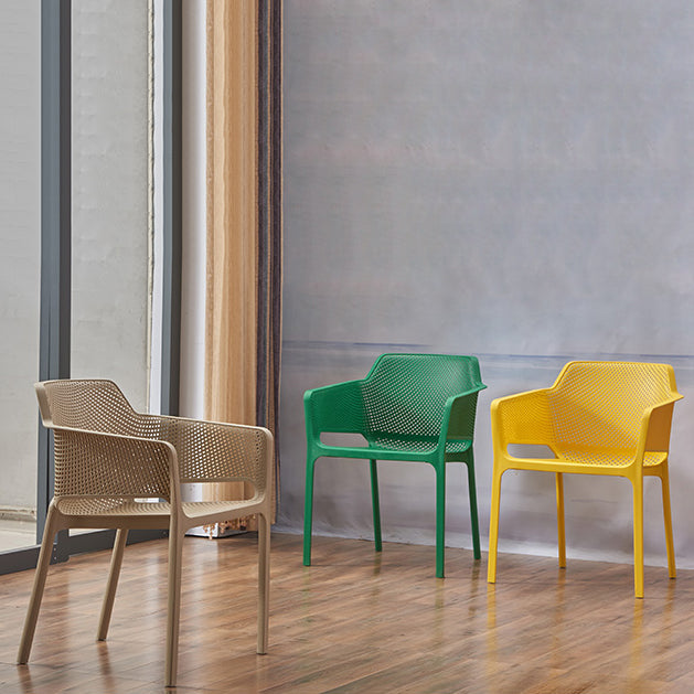 Modern Style Dining Chair Arm Dining Chair with Plastic Legs for Kitchen
