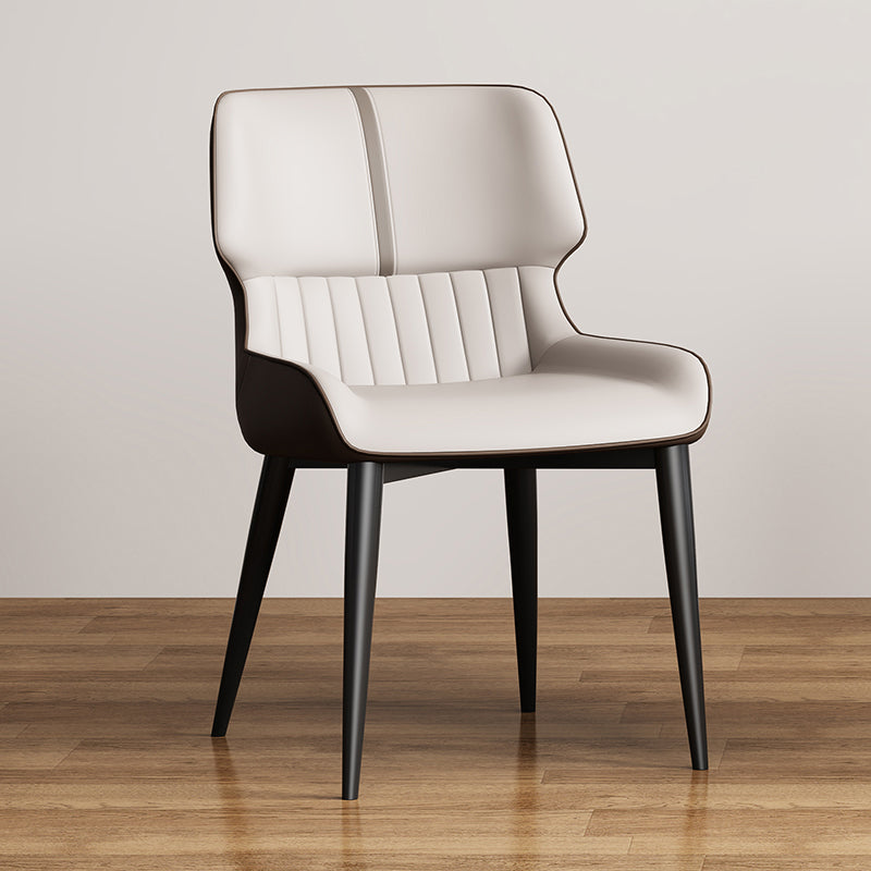 Contemporary Dining Chairs Faux Leather Dining Side Chair for Indoor Off-White 1 Piece Clearhalo 'Dining Chairs' 'Dining Tables & Seating' 'dining_chair' 'furn' 'furn_dining_chair' 'Furniture' 'Kitchen & Dining Furniture' 5877263