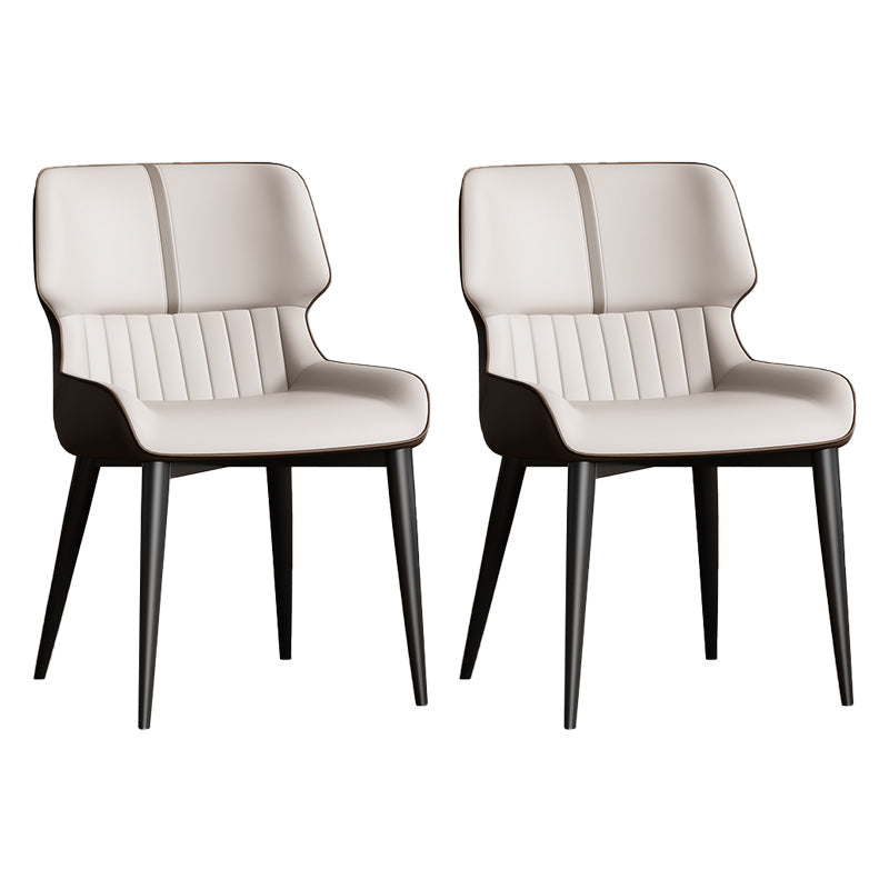 Contemporary Dining Chairs Faux Leather Dining Side Chair for Indoor Off-White 2 Piece Set Clearhalo 'Dining Chairs' 'Dining Tables & Seating' 'dining_chair' 'furn' 'furn_dining_chair' 'Furniture' 'Kitchen & Dining Furniture' 5877265