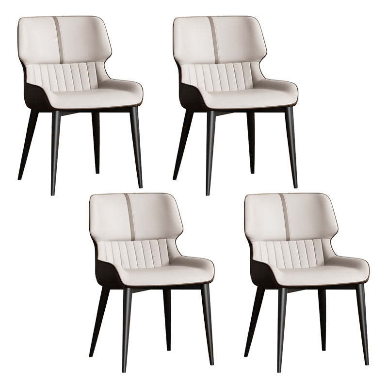 Contemporary Dining Chairs Faux Leather Dining Side Chair for Indoor Off-White 4 Piece Set Clearhalo 'Dining Chairs' 'Dining Tables & Seating' 'dining_chair' 'furn' 'furn_dining_chair' 'Furniture' 'Kitchen & Dining Furniture' 5877267