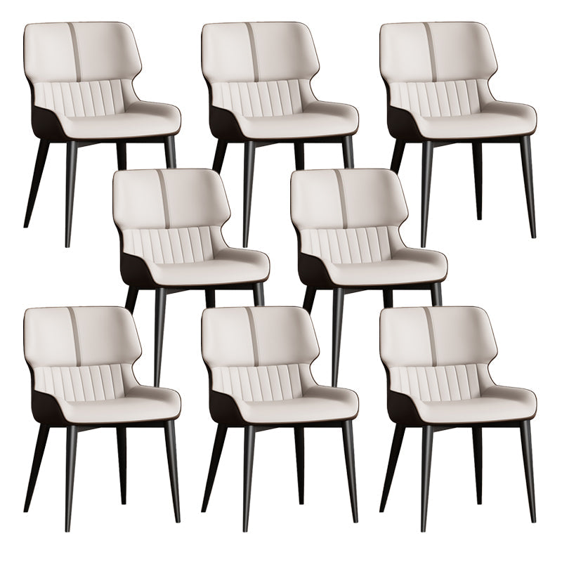 Contemporary Dining Chairs Faux Leather Dining Side Chair for Indoor Off-White 6 Piece Set Clearhalo 'Dining Chairs' 'Dining Tables & Seating' 'dining_chair' 'furn' 'furn_dining_chair' 'Furniture' 'Kitchen & Dining Furniture' 5877268