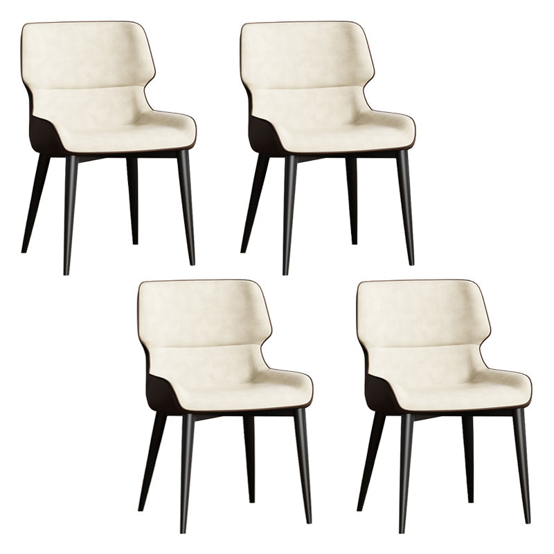 Contemporary Dining Chairs Faux Leather Dining Side Chair for Indoor White 4 Piece Set Clearhalo 'Dining Chairs' 'Dining Tables & Seating' 'dining_chair' 'furn' 'furn_dining_chair' 'Furniture' 'Kitchen & Dining Furniture' 5877286