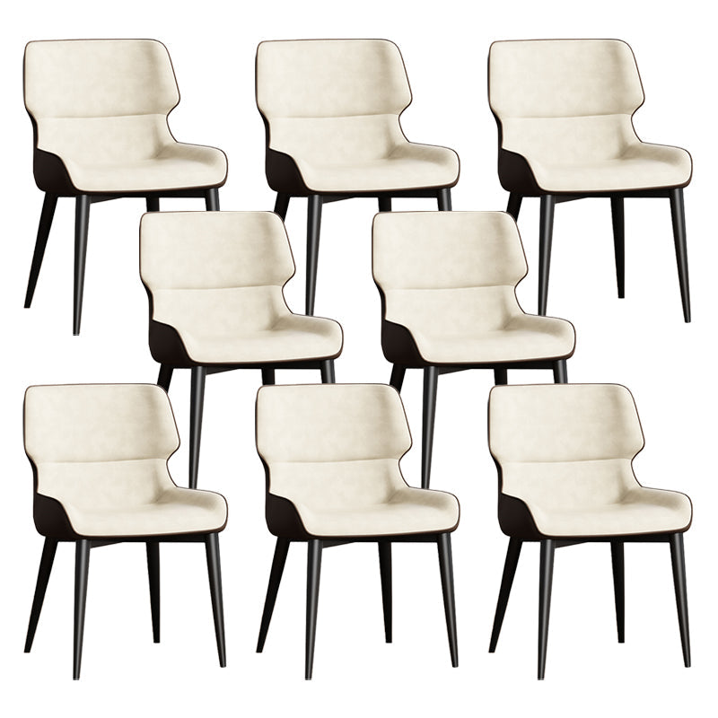 Contemporary Dining Chairs Faux Leather Dining Side Chair for Indoor White 8 Piece Set Clearhalo 'Dining Chairs' 'Dining Tables & Seating' 'dining_chair' 'furn' 'furn_dining_chair' 'Furniture' 'Kitchen & Dining Furniture' 5877291