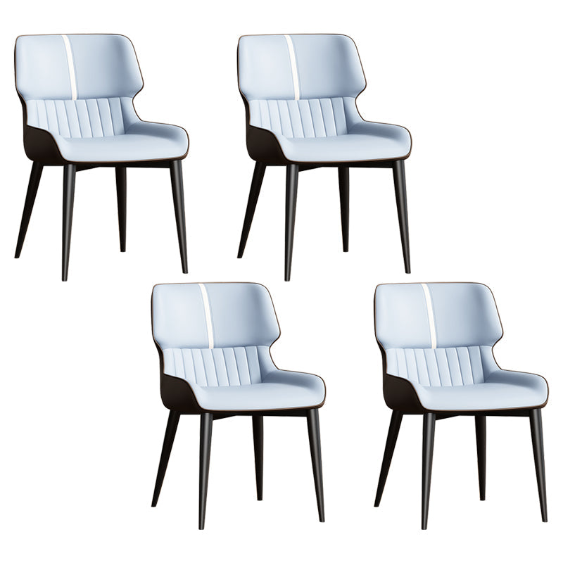Contemporary Dining Chairs Faux Leather Dining Side Chair for Indoor Blue 4 Piece Set Clearhalo 'Dining Chairs' 'Dining Tables & Seating' 'dining_chair' 'furn' 'furn_dining_chair' 'Furniture' 'Kitchen & Dining Furniture' 5877294