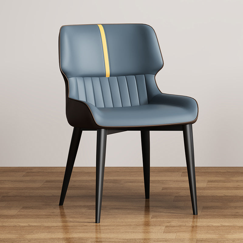 Contemporary Dining Chairs Faux Leather Dining Side Chair for Indoor Dark Blue 1 Piece Clearhalo 'Dining Chairs' 'Dining Tables & Seating' 'dining_chair' 'furn' 'furn_dining_chair' 'Furniture' 'Kitchen & Dining Furniture' 5877297