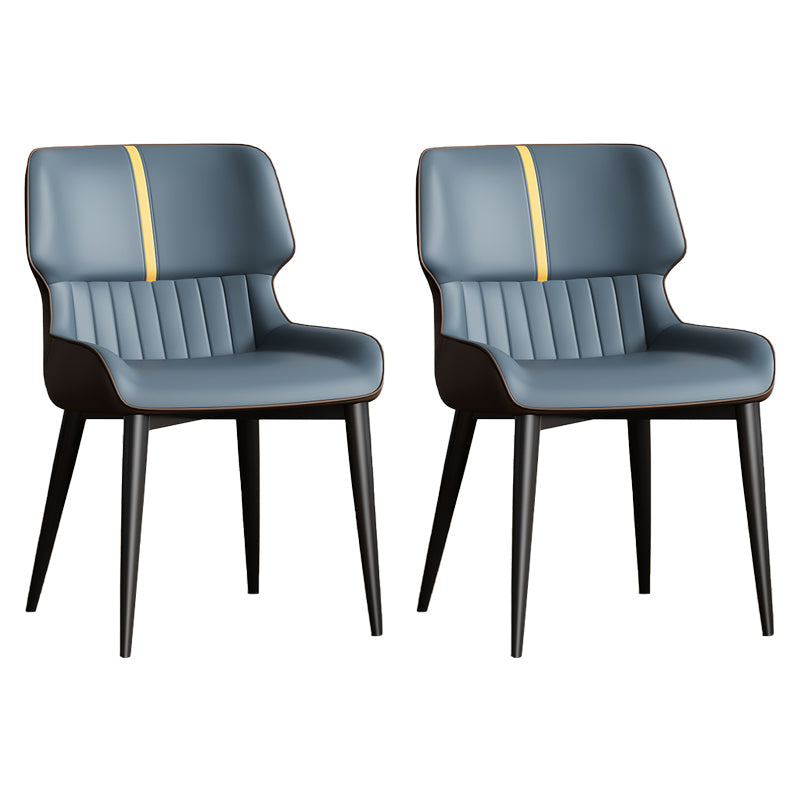 Contemporary Dining Chairs Faux Leather Dining Side Chair for Indoor Dark Blue 2 Piece Set Clearhalo 'Dining Chairs' 'Dining Tables & Seating' 'dining_chair' 'furn' 'furn_dining_chair' 'Furniture' 'Kitchen & Dining Furniture' 5877298