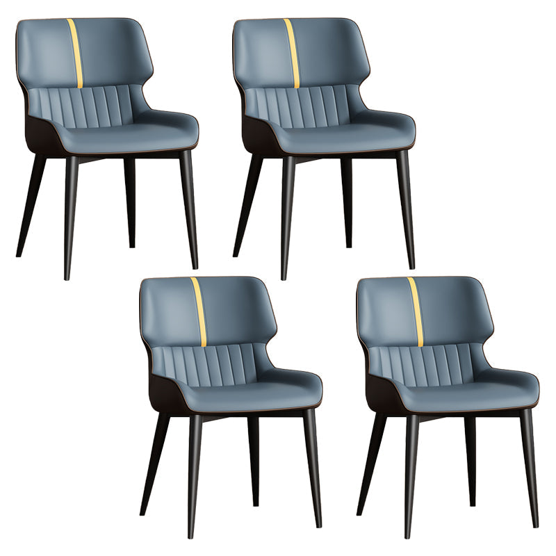 Contemporary Dining Chairs Faux Leather Dining Side Chair for Indoor Dark Blue 4 Piece Set Clearhalo 'Dining Chairs' 'Dining Tables & Seating' 'dining_chair' 'furn' 'furn_dining_chair' 'Furniture' 'Kitchen & Dining Furniture' 5877299
