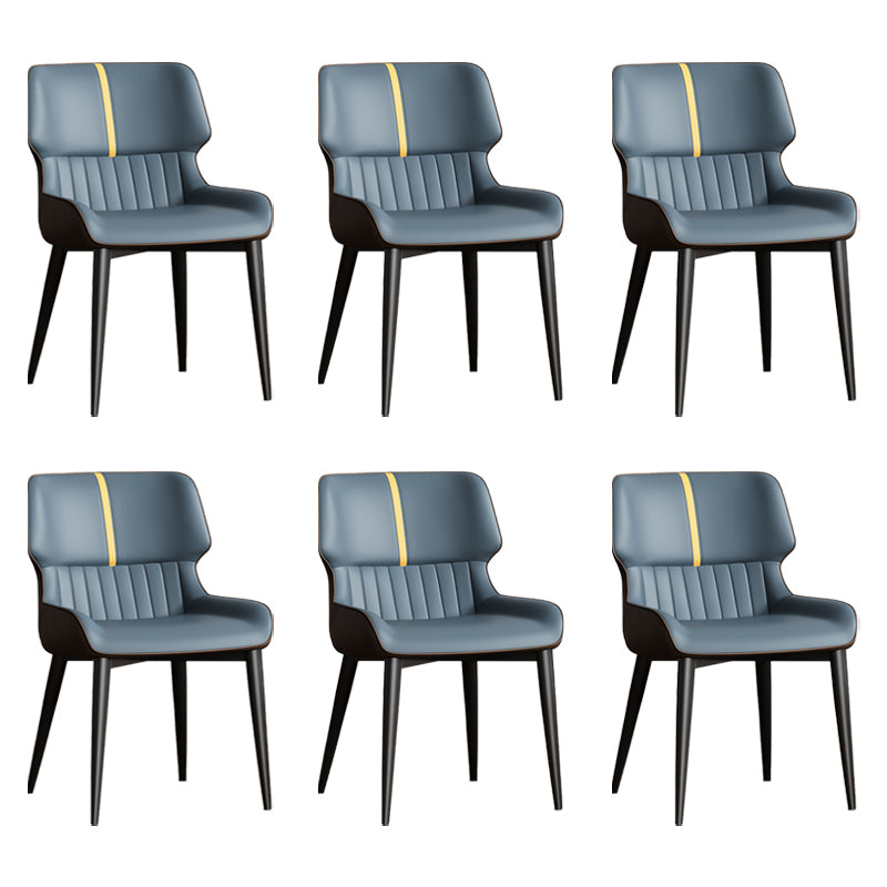 Contemporary Dining Chairs Faux Leather Dining Side Chair for Indoor Dark Blue 6 Piece Set Clearhalo 'Dining Chairs' 'Dining Tables & Seating' 'dining_chair' 'furn' 'furn_dining_chair' 'Furniture' 'Kitchen & Dining Furniture' 5877300