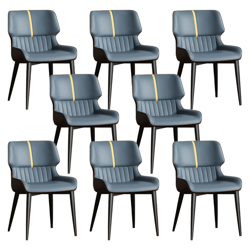 Contemporary Dining Chairs Faux Leather Dining Side Chair for Indoor Dark Blue 8 Piece Set Clearhalo 'Dining Chairs' 'Dining Tables & Seating' 'dining_chair' 'furn' 'furn_dining_chair' 'Furniture' 'Kitchen & Dining Furniture' 5877301