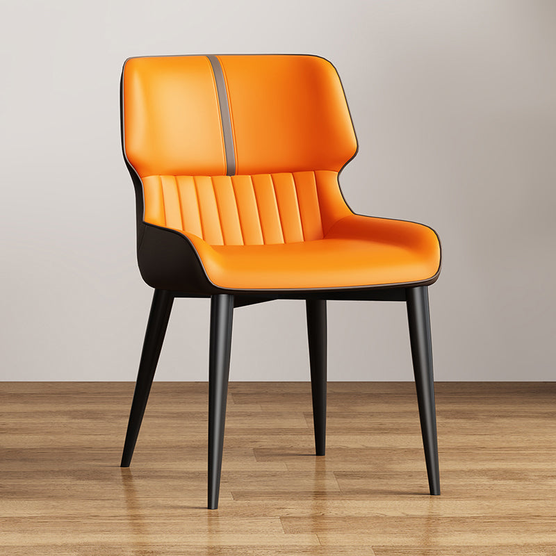 Contemporary Dining Chairs Faux Leather Dining Side Chair for Indoor Orange 1 Piece Clearhalo 'Dining Chairs' 'Dining Tables & Seating' 'dining_chair' 'furn' 'furn_dining_chair' 'Furniture' 'Kitchen & Dining Furniture' 5877312