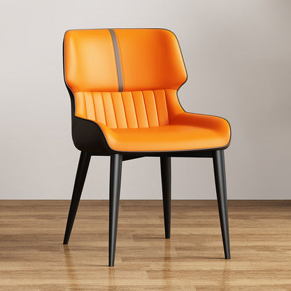 Contemporary Dining Chairs Faux Leather Dining Side Chair for Indoor Orange 1 Piece Clearhalo 'Dining Chairs' 'Dining Tables & Seating' 'dining_chair' 'furn' 'furn_dining_chair' 'Furniture' 'Kitchen & Dining Furniture' 5877312