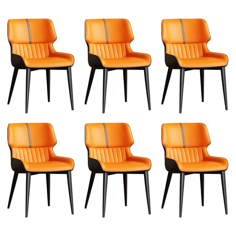 Contemporary Dining Chairs Faux Leather Dining Side Chair for Indoor Orange 6 Piece Set Clearhalo 'Dining Chairs' 'Dining Tables & Seating' 'dining_chair' 'furn' 'furn_dining_chair' 'Furniture' 'Kitchen & Dining Furniture' 5877315