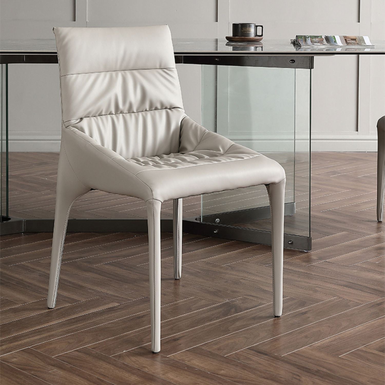 Faux Leather Chair Upholstered Armless Dining Chairs for Home Off-White 1 Piece Clearhalo 'Dining Chairs' 'Dining Tables & Seating' 'dining_chair' 'furn' 'furn_dining_chair' 'Furniture' 'Kitchen & Dining Furniture' 5877320