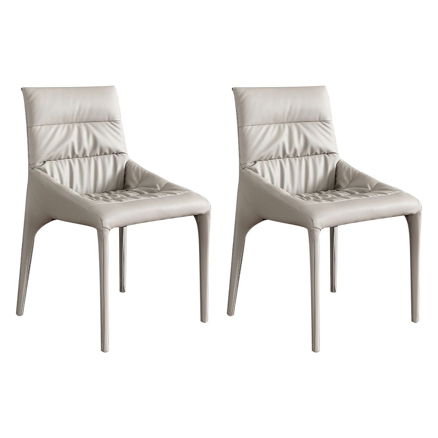 Faux Leather Chair Upholstered Armless Dining Chairs for Home Off-White 2 Piece Set Clearhalo 'Dining Chairs' 'Dining Tables & Seating' 'dining_chair' 'furn' 'furn_dining_chair' 'Furniture' 'Kitchen & Dining Furniture' 5877321