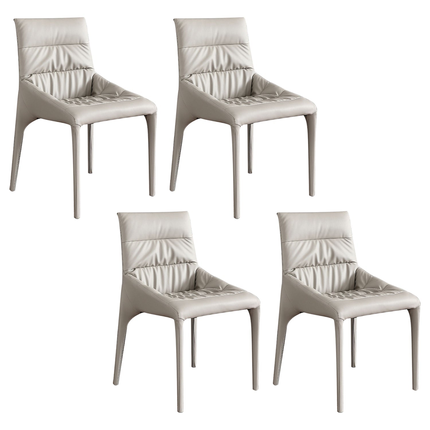 Faux Leather Chair Upholstered Armless Dining Chairs for Home Off-White 4 Piece Set Clearhalo 'Dining Chairs' 'Dining Tables & Seating' 'dining_chair' 'furn' 'furn_dining_chair' 'Furniture' 'Kitchen & Dining Furniture' 5877322