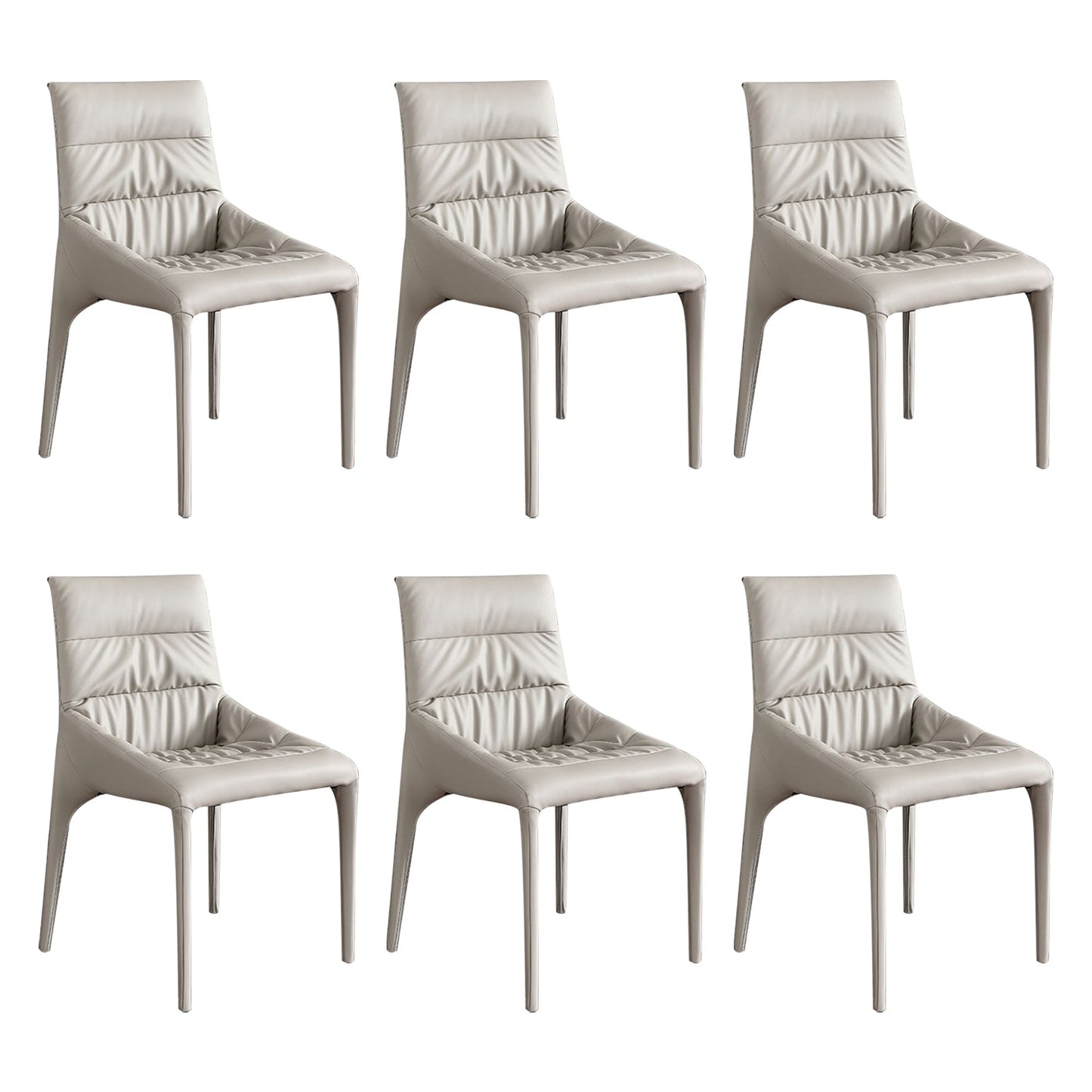 Faux Leather Chair Upholstered Armless Dining Chairs for Home Off-White 6 Piece Set Clearhalo 'Dining Chairs' 'Dining Tables & Seating' 'dining_chair' 'furn' 'furn_dining_chair' 'Furniture' 'Kitchen & Dining Furniture' 5877325