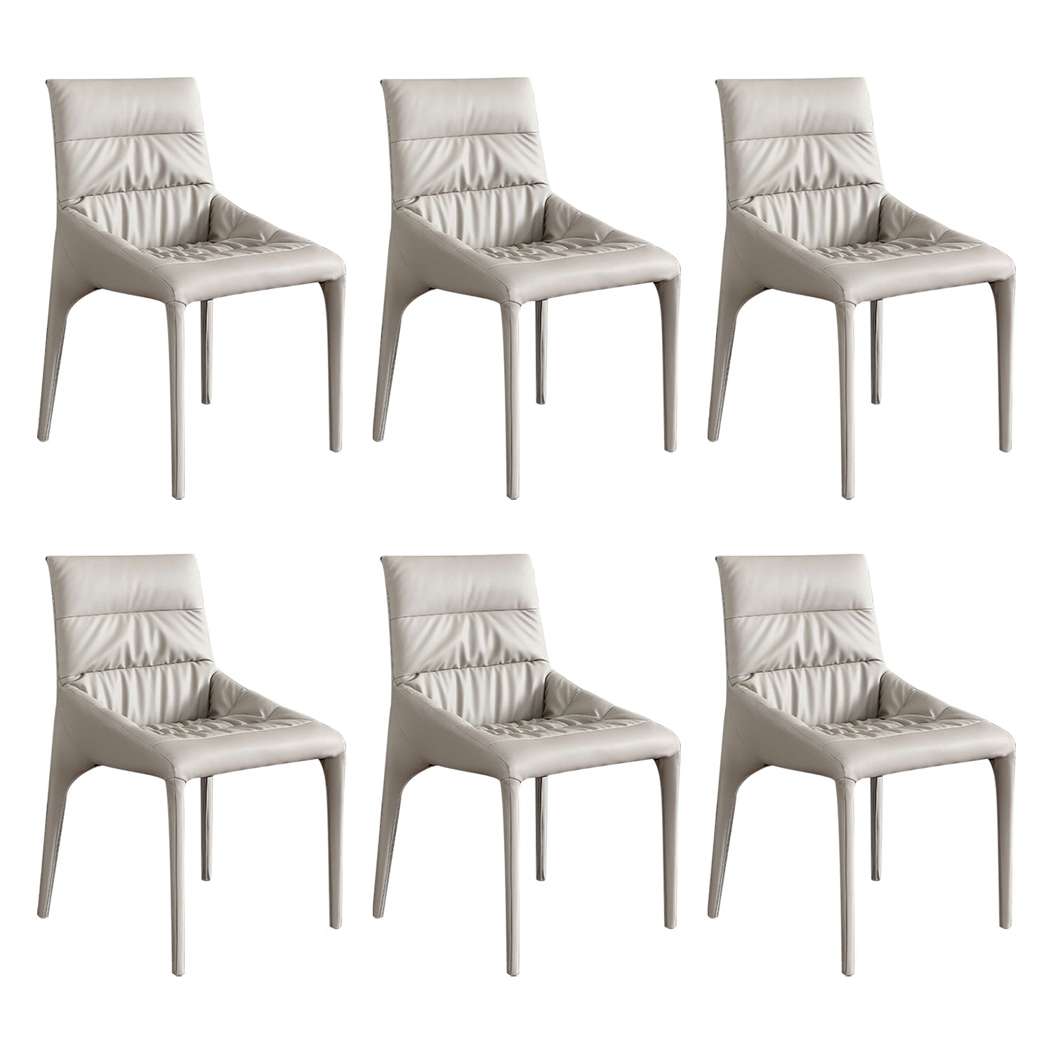Faux Leather Chair Upholstered Armless Dining Chairs for Home Off-White 6 Piece Set Clearhalo 'Dining Chairs' 'Dining Tables & Seating' 'dining_chair' 'furn' 'furn_dining_chair' 'Furniture' 'Kitchen & Dining Furniture' 5877325