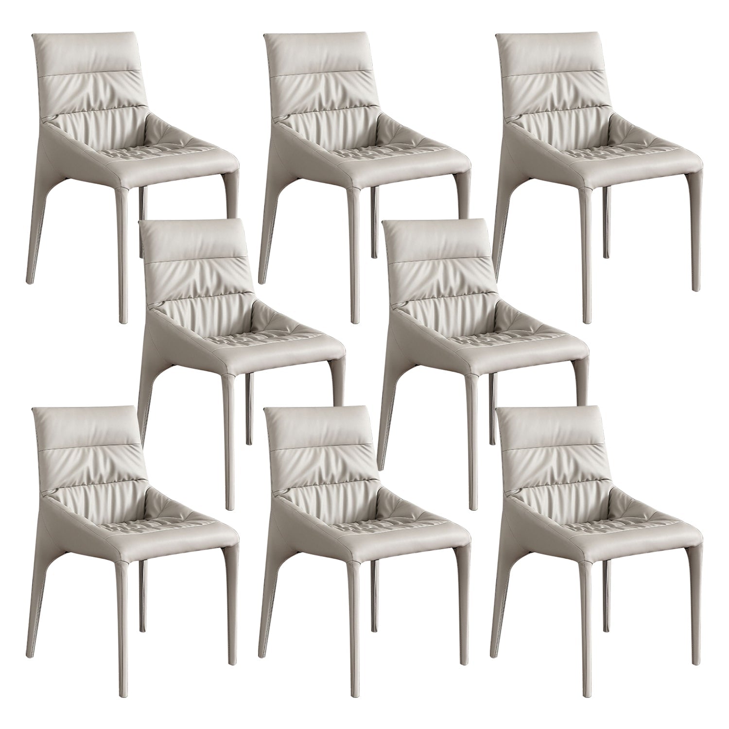 Faux Leather Chair Upholstered Armless Dining Chairs for Home Off-White 8 Piece Set Clearhalo 'Dining Chairs' 'Dining Tables & Seating' 'dining_chair' 'furn' 'furn_dining_chair' 'Furniture' 'Kitchen & Dining Furniture' 5877327