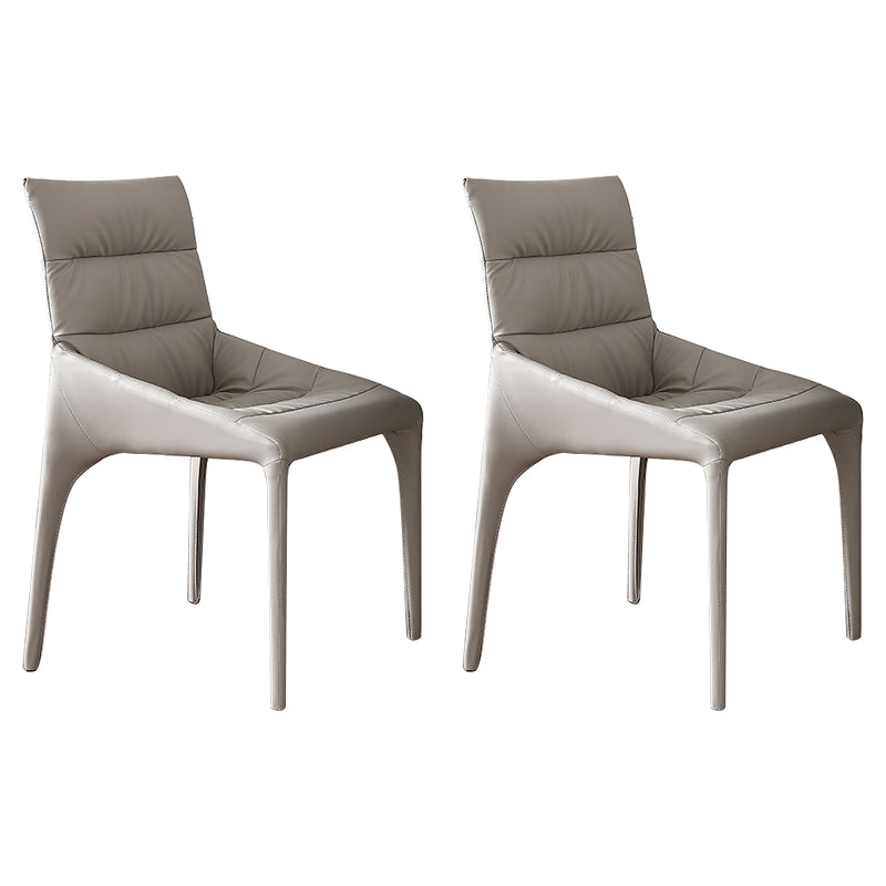 Faux Leather Chair Upholstered Armless Dining Chairs for Home Grey 2 Piece Set Clearhalo 'Dining Chairs' 'Dining Tables & Seating' 'dining_chair' 'furn' 'furn_dining_chair' 'Furniture' 'Kitchen & Dining Furniture' 5877328