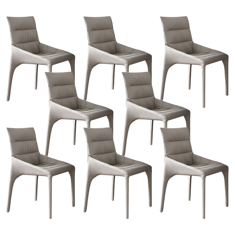 Faux Leather Chair Upholstered Armless Dining Chairs for Home Grey 8 Piece Set Clearhalo 'Dining Chairs' 'Dining Tables & Seating' 'dining_chair' 'furn' 'furn_dining_chair' 'Furniture' 'Kitchen & Dining Furniture' 5877334