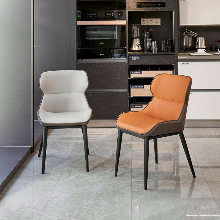 Modern Dining Room Chair Faux Leather and Metal Side Chair for Home