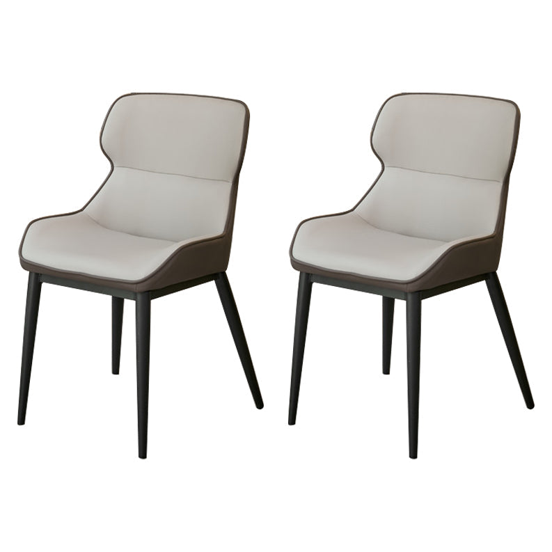 Modern Dining Room Chair Faux Leather and Metal Side Chair for Home