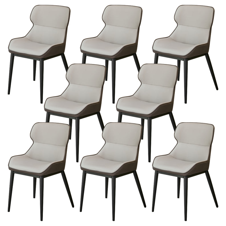 Modern Dining Room Chair Faux Leather and Metal Side Chair for Home