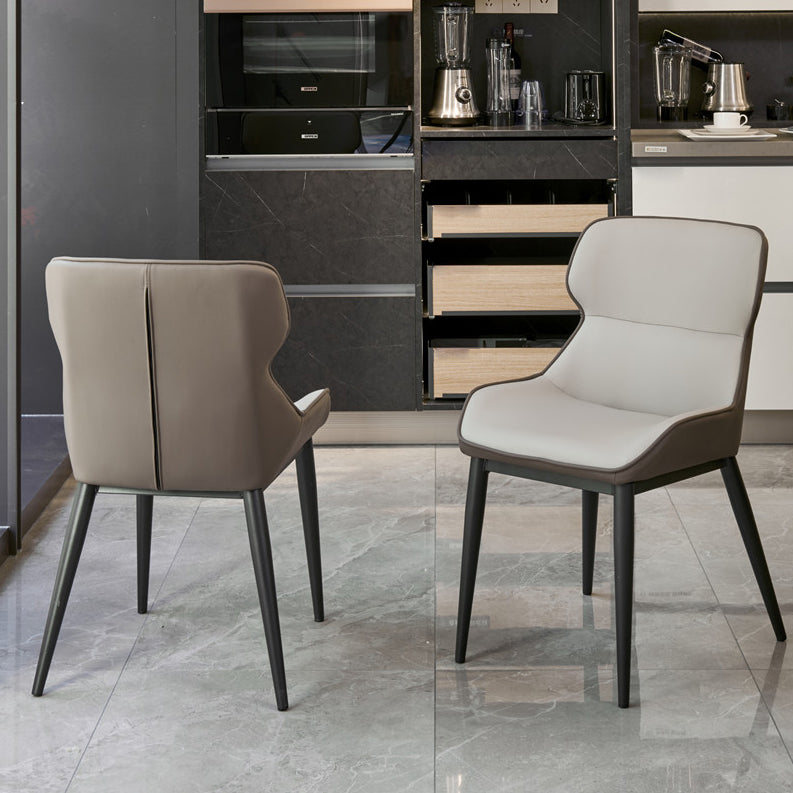Modern Dining Room Chair Faux Leather and Metal Side Chair for Home