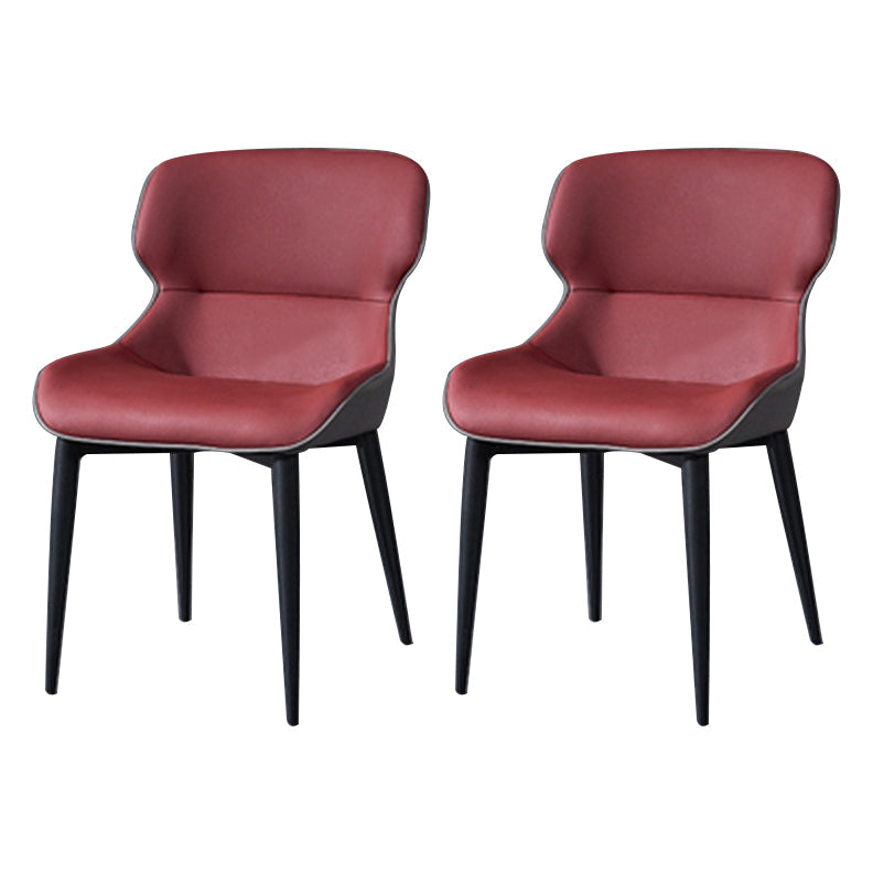 Modern Dining Room Chair Faux Leather and Metal Side Chair for Home